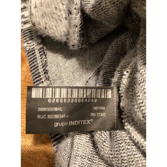 ZARA Button-up Shirt Shacket Abstract Shades of Grey Soft Large Dark Boho 90's - Picture 7 of 8